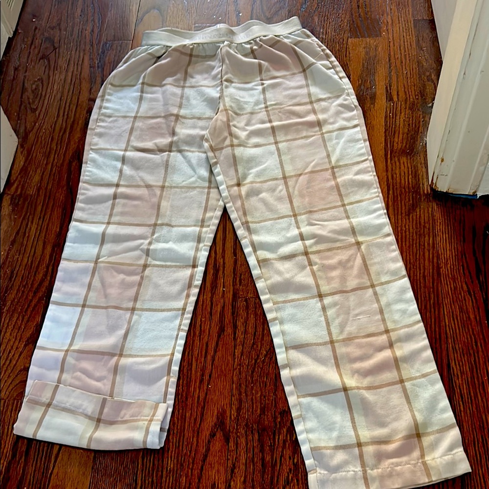 Plaid Lounge Pants in Cream and Tan